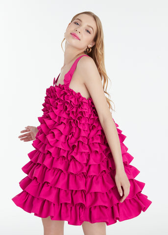 SGinstar  Jeanine Shocking Pink Ruffles Dress