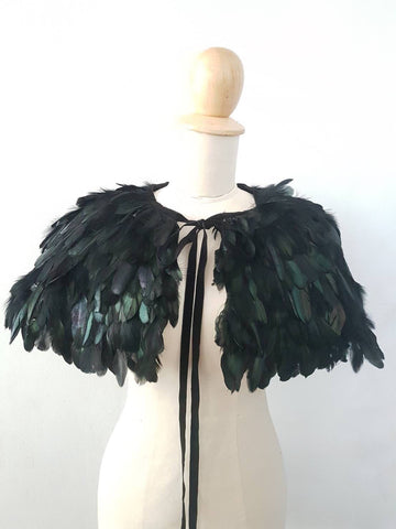 SGinstar Tanya Feather Black Cape Cape Dress Cape Gown Cape Dress Pattern