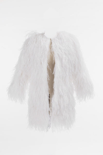 SGinstar Natasha White Ostrich Feather Coat