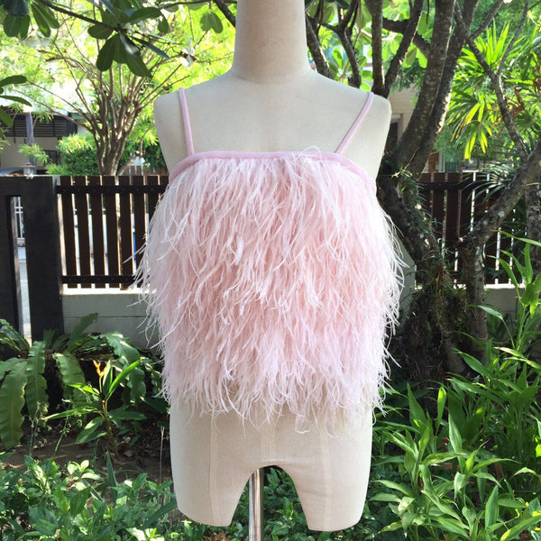 SGinstar Nicky Pale Pink Ostrich Feather Top