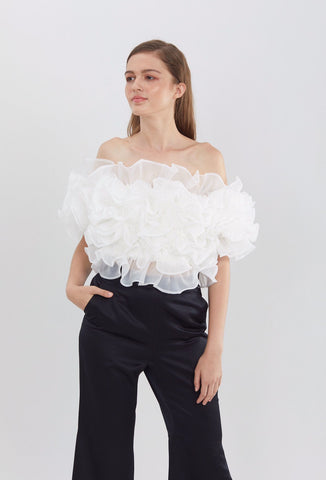 SGinstar Claire Off The Shoulder White  Ruffle Top