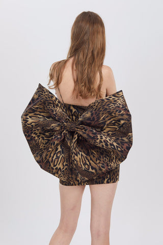 SGinstar Teya Leopard Big Bow Mini Dress